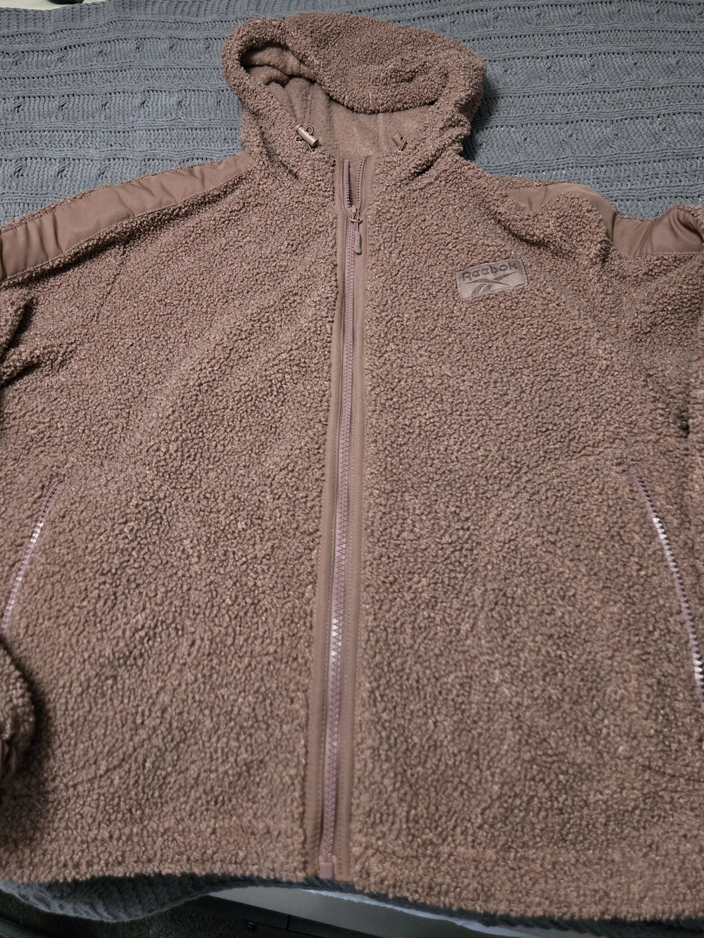 Reebok Women’s Taupe Sherpa Zip Hoodie